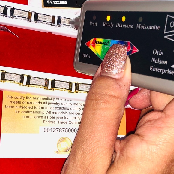 14k gold vermeil real SI diamond men bracelet FREE Appraisal & posh authenticate - Picture 6 of 11